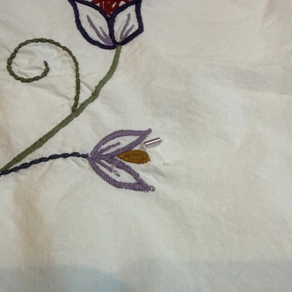 Single Pottery Barn Pillow Sham Floral Embroidered Standard Cotton Standard
